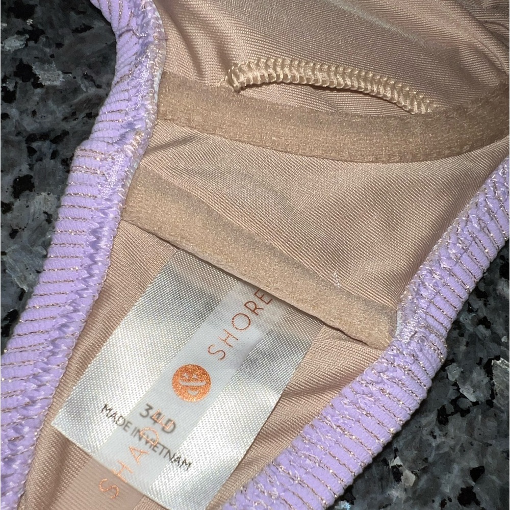Shade & Shore Purple with Gold Sparkles V-Neck Bikini Top - Picture 3 of 6
